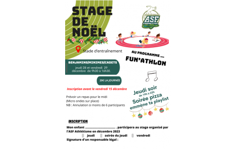 28 et 29 décembre , Stage de Noel ! 